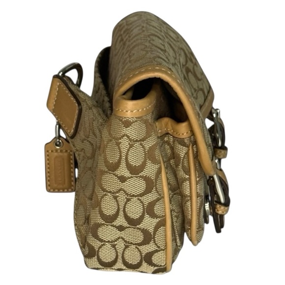 Coach Vintage Y2K Signature Jacquard Belt Bag Crossbody Tan Leather w Dust Bag - Picture 4 of 10
